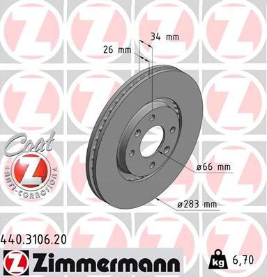 Zimmermann 440.3106.20 - Bremžu diski autodraugiem.lv