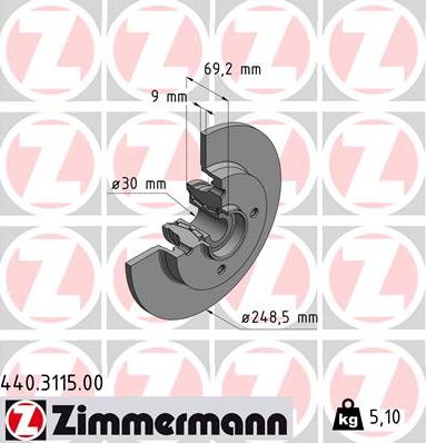 Zimmermann 440.3115.00 - Bremžu diski autodraugiem.lv