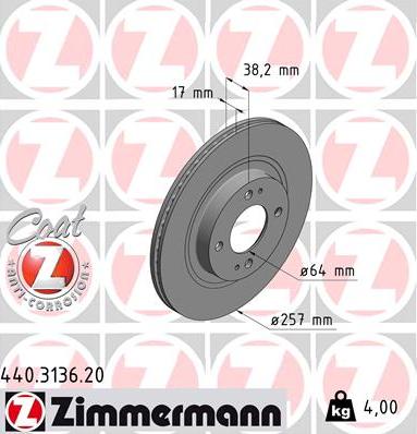 Zimmermann 440.3136.20 - Bremžu diski autodraugiem.lv