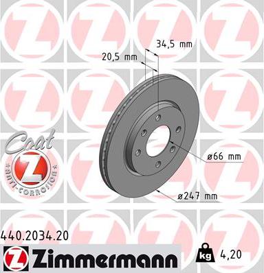 Zimmermann 440.2034.20 - Bremžu diski autodraugiem.lv