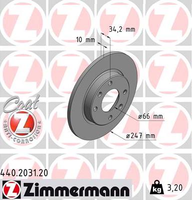Zimmermann 440.2031.20 - Bremžu diski autodraugiem.lv