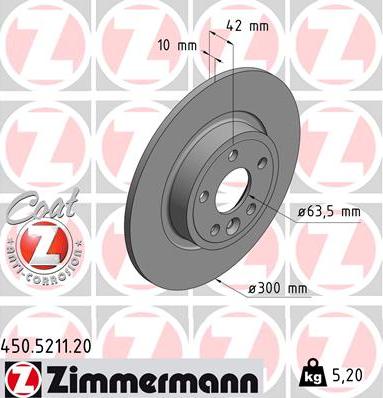 Zimmermann 450.5211.20 - Bremžu diski autodraugiem.lv