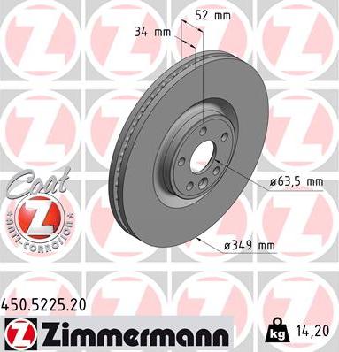 Zimmermann 450.5225.20 - Bremžu diski autodraugiem.lv