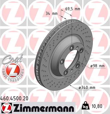 Zimmermann 460.4500.20 - Bremžu diski autodraugiem.lv