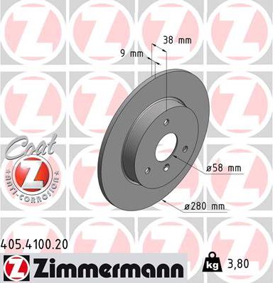 Zimmermann 405.4100.20 - Bremžu diski autodraugiem.lv