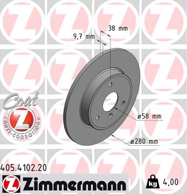Zimmermann 405.4102.20 - Bremžu diski autodraugiem.lv