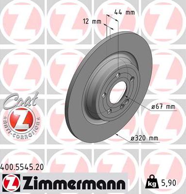 Zimmermann 400.5545.20 - Bremžu diski autodraugiem.lv
