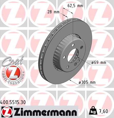 Zimmermann 400.5515.30 - Bremžu diski autodraugiem.lv