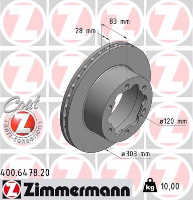 Zimmermann 400.6478.20 - Bremžu diski autodraugiem.lv