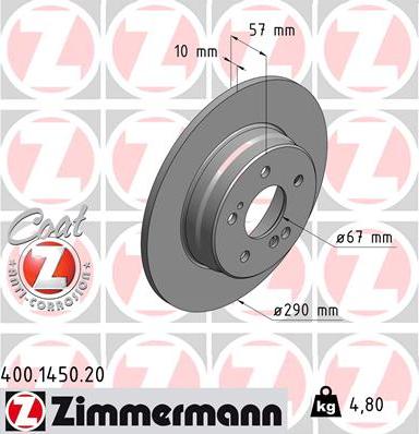 Zimmermann 400.1450.20 - Bremžu diski autodraugiem.lv