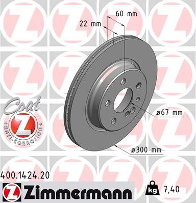 Zimmermann 400.1424.20 - Bremžu diski autodraugiem.lv