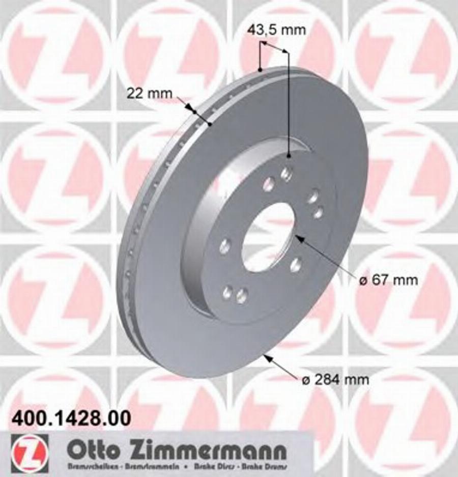 Zimmermann 400.1428.00 - Bremžu diski autodraugiem.lv