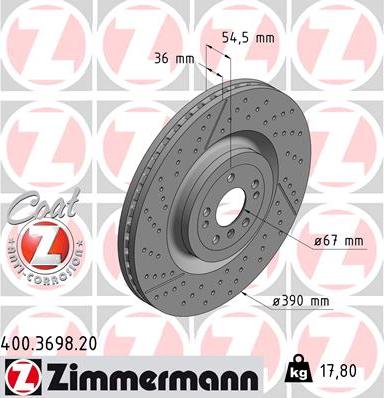 Zimmermann 400.3698.20 - Bremžu diski autodraugiem.lv