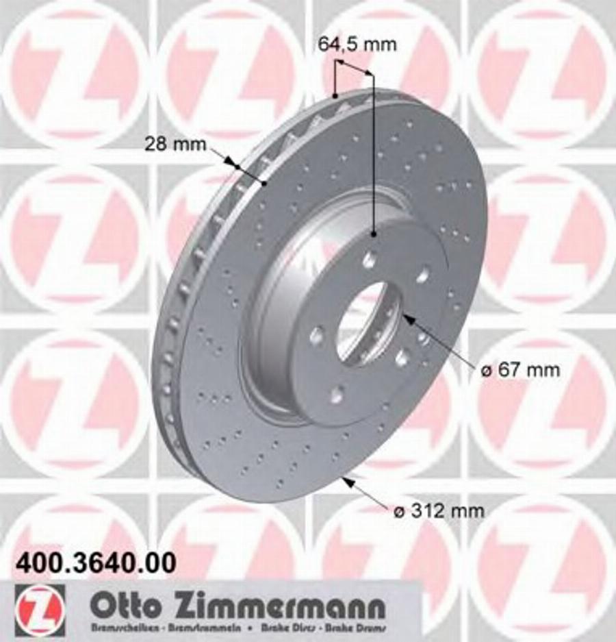 Zimmermann 400.3640.00 - Bremžu diski autodraugiem.lv