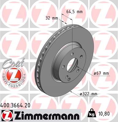 Zimmermann 400.3664.20 - Bremžu diski autodraugiem.lv