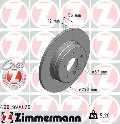 Zimmermann 400.3600.20 - Bremžu diski autodraugiem.lv