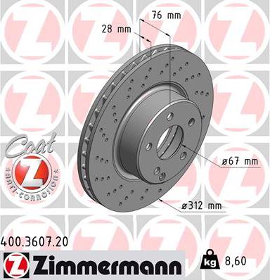 Zimmermann 400.3607.20 - Bremžu diski autodraugiem.lv