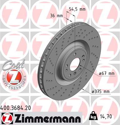 Zimmermann 400.3684.20 - Bremžu diski autodraugiem.lv