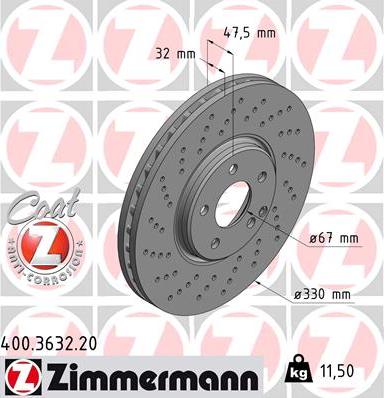 Zimmermann 400.3632.20 - Bremžu diski autodraugiem.lv