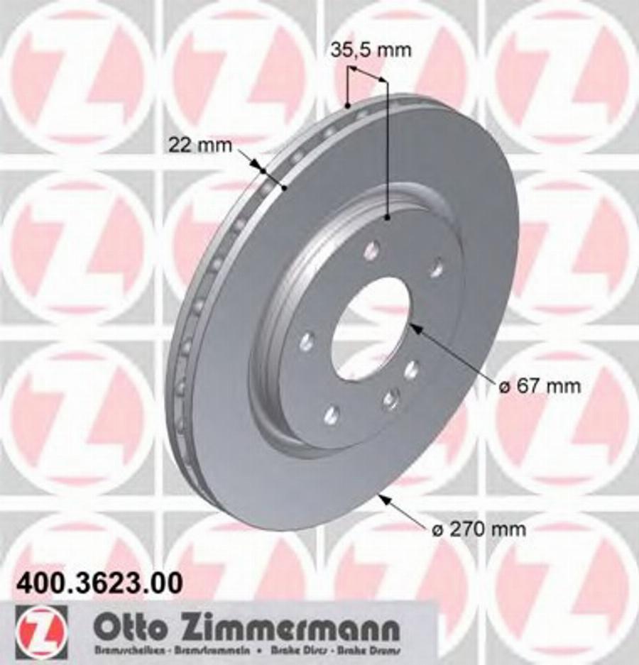 Zimmermann 400.3623.00 - Bremžu diski autodraugiem.lv