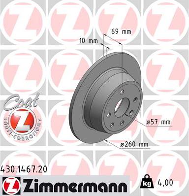 Zimmermann 430.1467.20 - Bremžu diski autodraugiem.lv