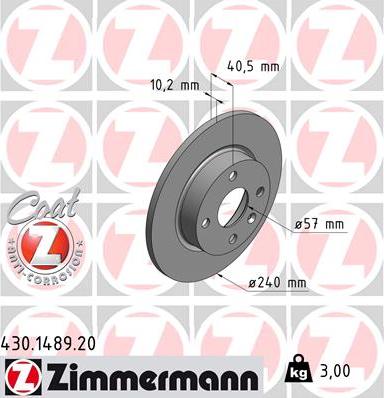 Zimmermann 430.1489.20 - Bremžu diski autodraugiem.lv