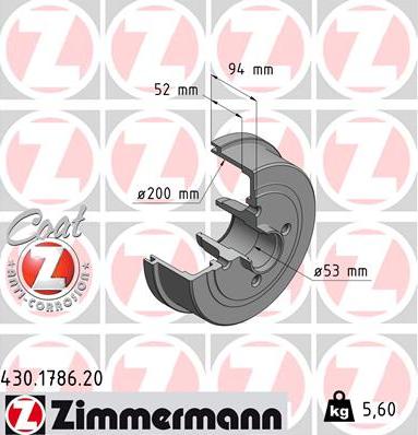 Zimmermann 430.1786.20 - Bremžu trumulis autodraugiem.lv