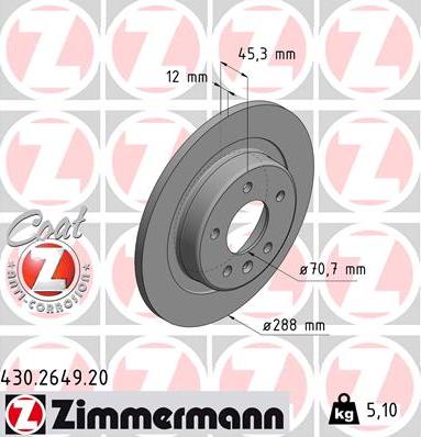 Zimmermann 430.2649.20 - Bremžu diski autodraugiem.lv