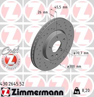 Zimmermann 430.2645.52 - Bremžu diski autodraugiem.lv