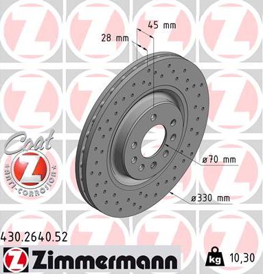 Zimmermann 430.2640.52 - Bremžu diski autodraugiem.lv