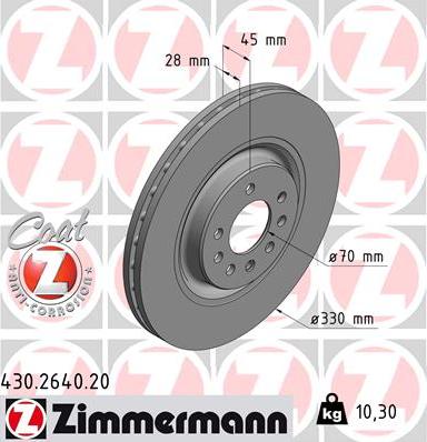 Zimmermann 430.2640.20 - Bremžu diski autodraugiem.lv