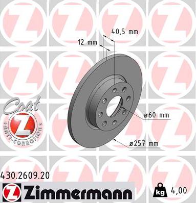 Zimmermann 430.2609.20 - Bremžu diski autodraugiem.lv