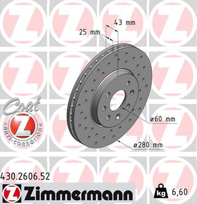 Zimmermann 430.2606.52 - Bremžu diski autodraugiem.lv