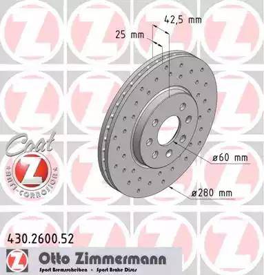 Zimmermann 430.2600.52 - Bremžu diski autodraugiem.lv