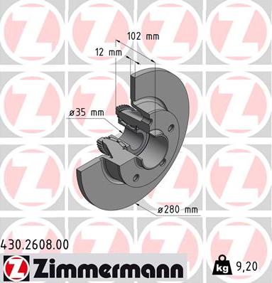 Zimmermann 430.2608.00 - Bremžu diski autodraugiem.lv