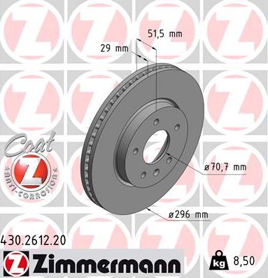 Zimmermann 430.2612.20 - Bremžu diski autodraugiem.lv