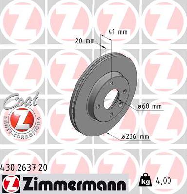 Zimmermann 430.2637.20 - Bremžu diski autodraugiem.lv