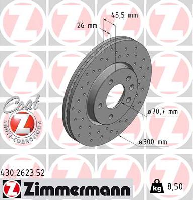 Zimmermann 430.2623.52 - Bremžu diski autodraugiem.lv