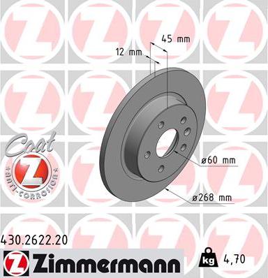 Zimmermann 430.2622.20 - Bremžu diski autodraugiem.lv