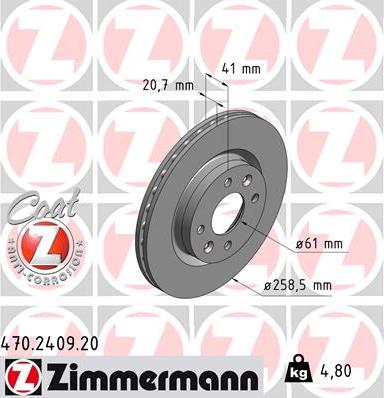 Zimmermann 470.2409.20 - Bremžu diski autodraugiem.lv