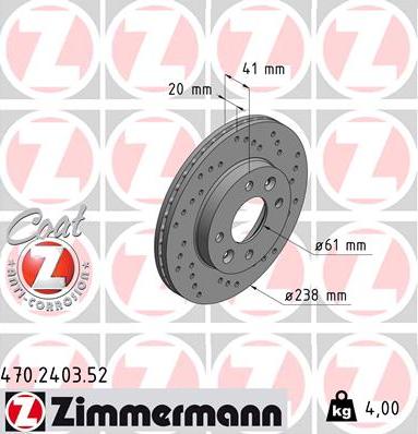 Zimmermann 470.2403.52 - Bremžu diski autodraugiem.lv
