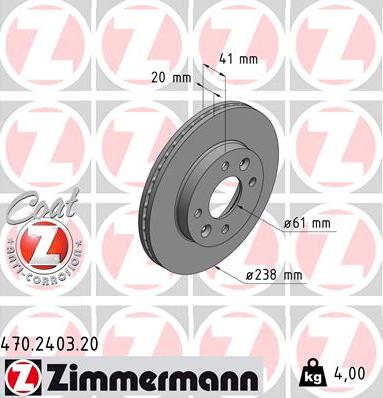 Zimmermann 470.2403.20 - Bremžu diski autodraugiem.lv