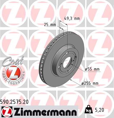 Zimmermann 590.2575.20 - Bremžu diski autodraugiem.lv