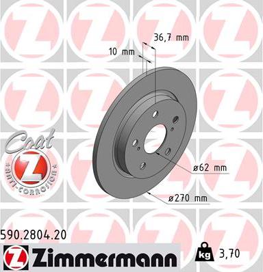 Zimmermann 590.2804.20 - Bremžu diski autodraugiem.lv