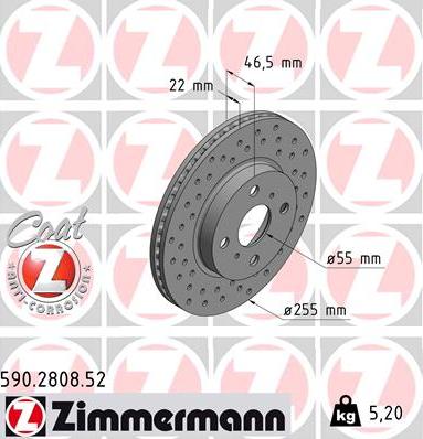 Zimmermann 590.2808.52 - Bremžu diski autodraugiem.lv