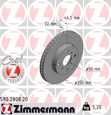 Zimmermann 590.2808.20 - Bremžu diski autodraugiem.lv