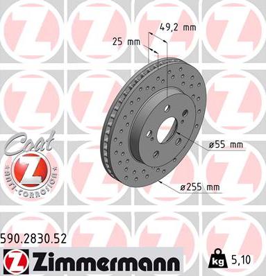 Zimmermann 590.2830.52 - Bremžu diski autodraugiem.lv