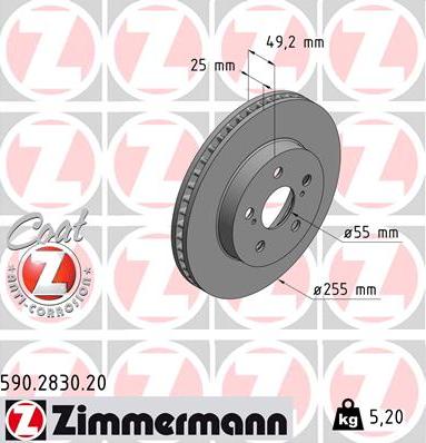 Zimmermann 590.2830.20 - Bremžu diski autodraugiem.lv