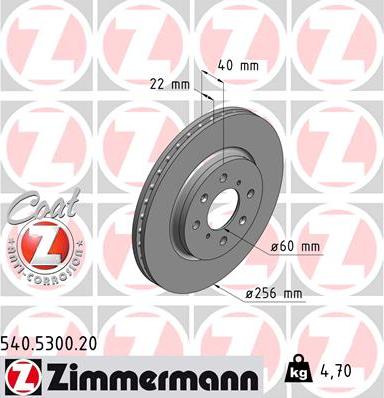 Zimmermann 540.5300.20 - Bremžu diski autodraugiem.lv