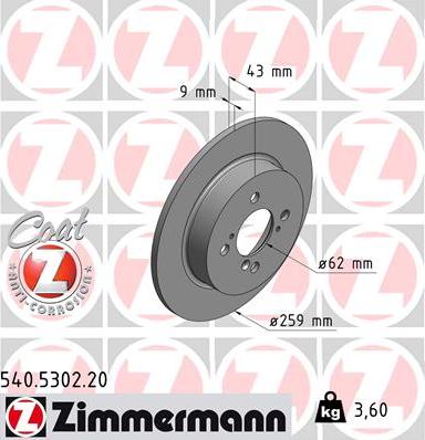 Zimmermann 540.5302.20 - Bremžu diski autodraugiem.lv